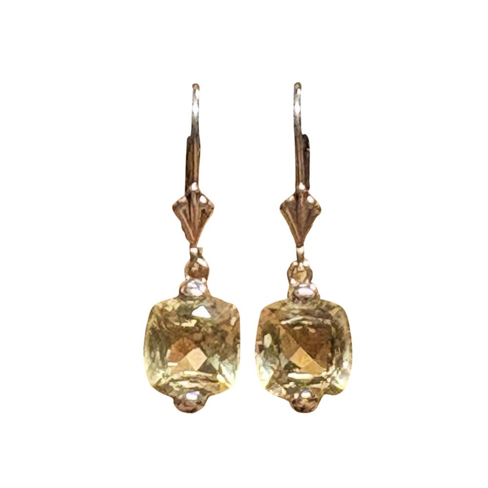 Lemon Quartz and Sterling Silver Earrings Dangle/Drop by KN